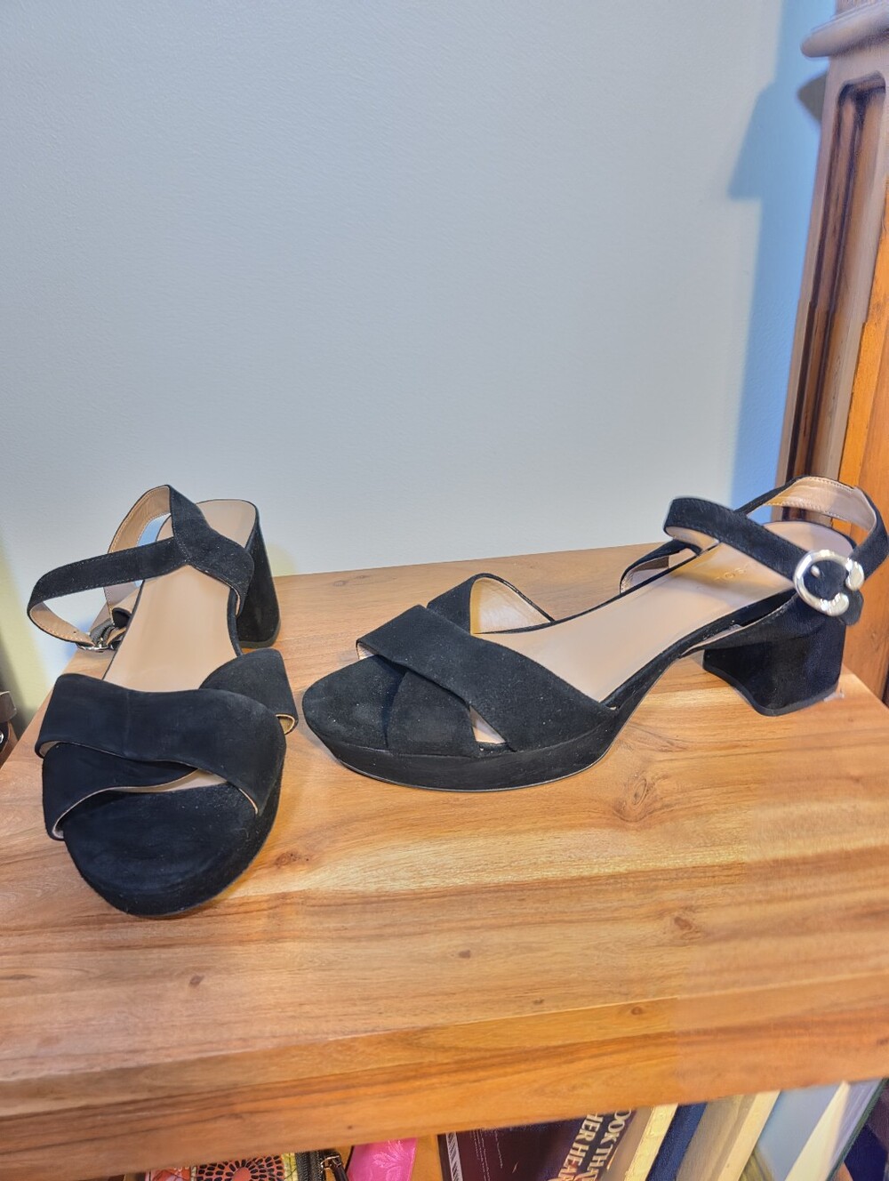 Aerosoles Women's Cosmos Black Suede Heeled Dress Sandals Shoes Size 11